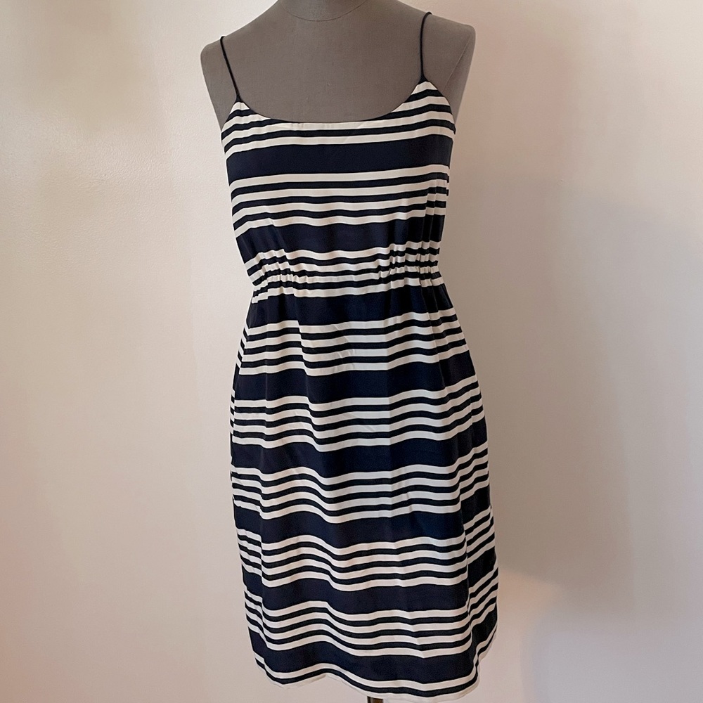 J. Crew Navy and white striped dress